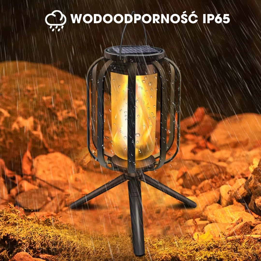 FlameGlow™ - Lampa z efektem płomienia – ładowana przez USB i energię słoneczną