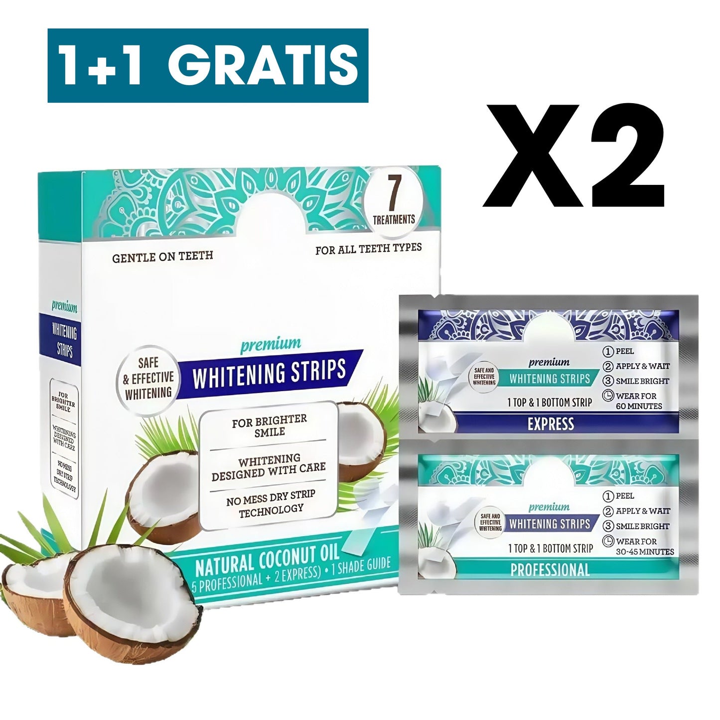 CocoSmile™ - Premium paski wybielające - 1+1 GRATIS