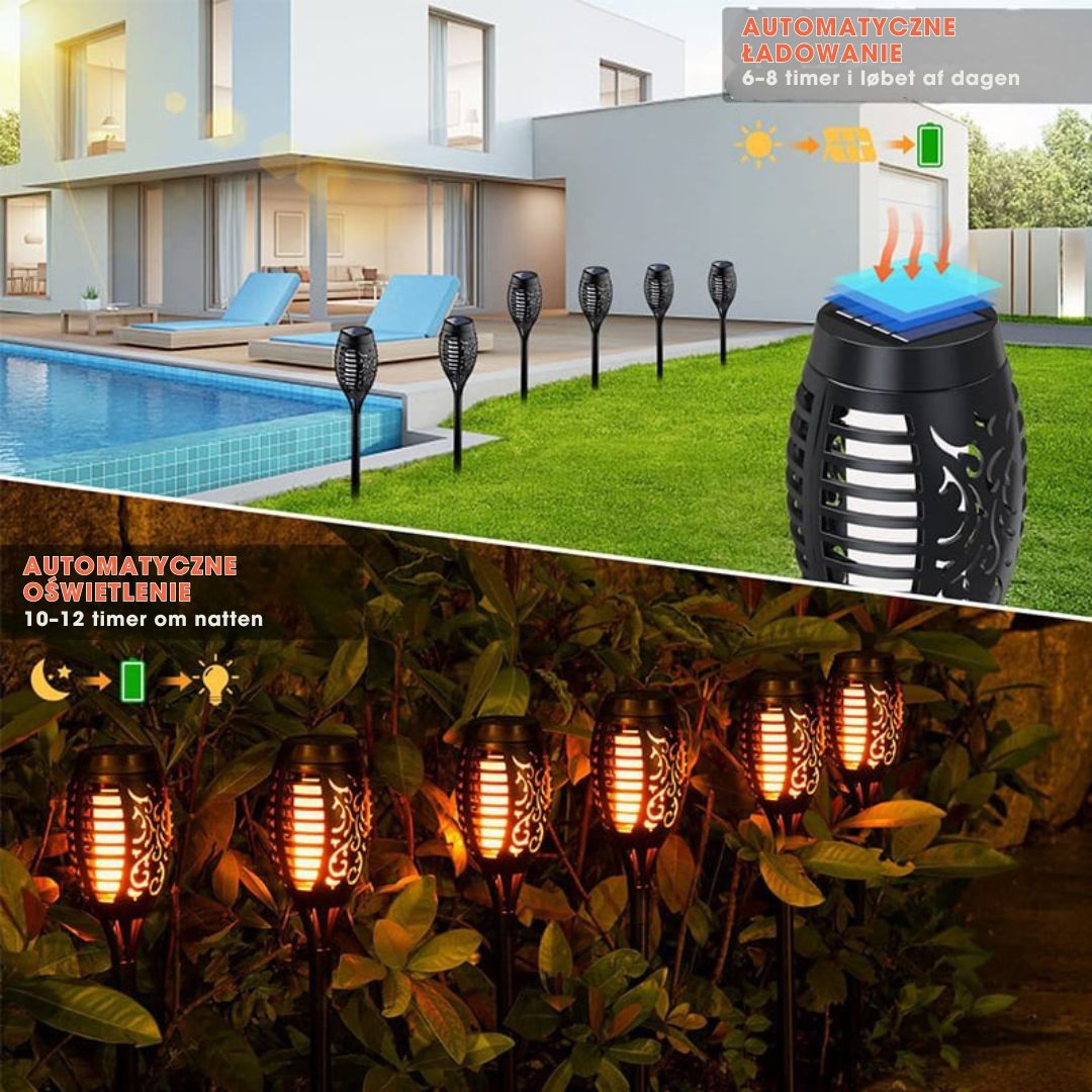 SolarFlame™ - Solarn lampa ogrodowa z efektem migoczącego płomienia