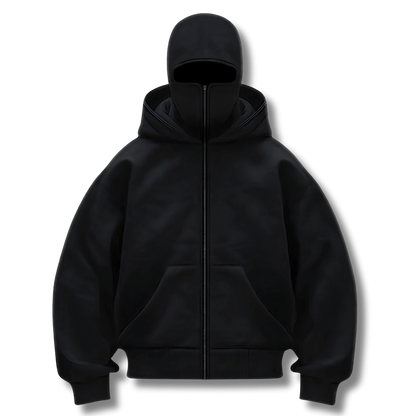 Anti-Social Hoodie - Bluza z kapturem, zamkiem i zintegrowaną maską – Unisex