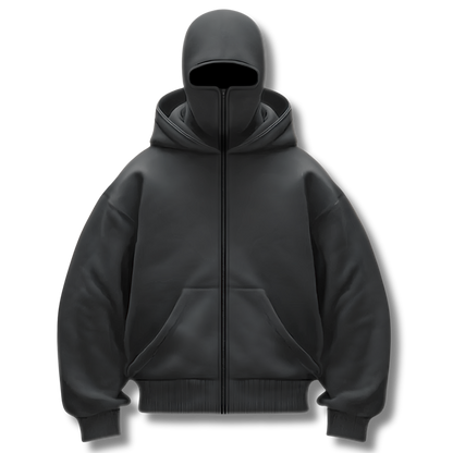Anti-Social Hoodie - Bluza z kapturem, zamkiem i zintegrowaną maską – Unisex
