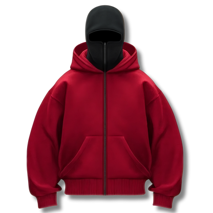 Anti-Social Hoodie - Bluza z kapturem, zamkiem i zintegrowaną maską – Unisex